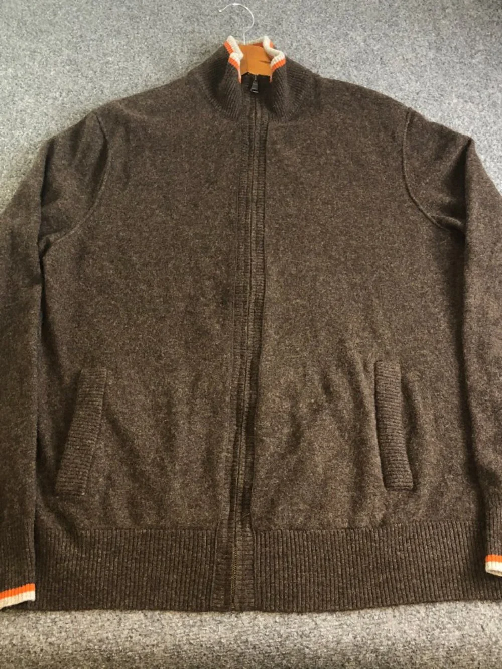 Banana Republic 100% Merino Wool 1/4 Zip Sweater Mens Extra Large Brown Preppy